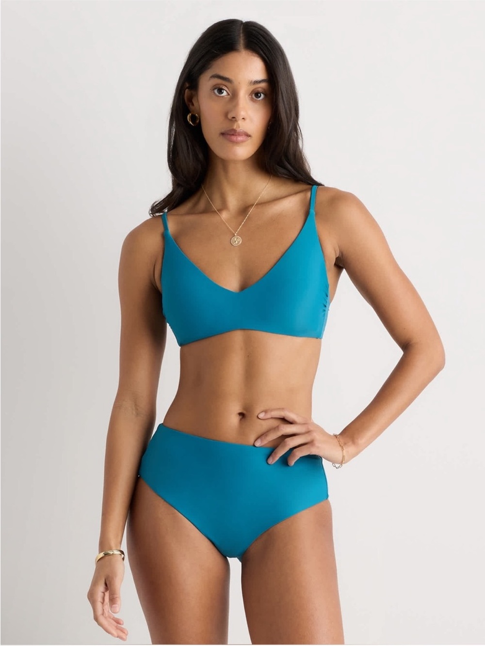 NWT Quince bikini set lagoon teal size medium minimalist modern